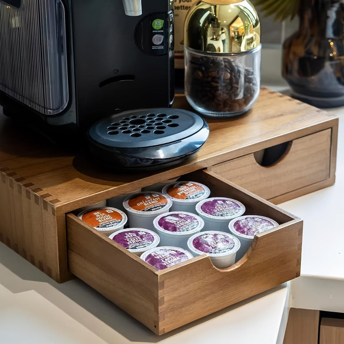 Wooden Storage Cabinet with Drawers Organizer for Kitchen