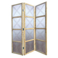 84" Silver Folding Three Panel Screen Room Divider