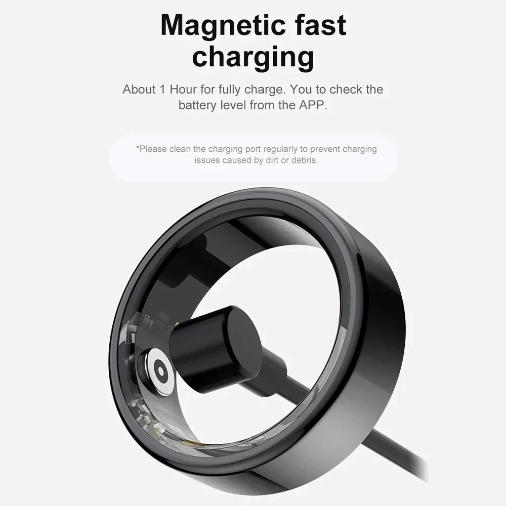 NNEOBA Titanium Steel Smart Ring with Health Monitoring, IP68 Waterproof, and Multi-sport Modes