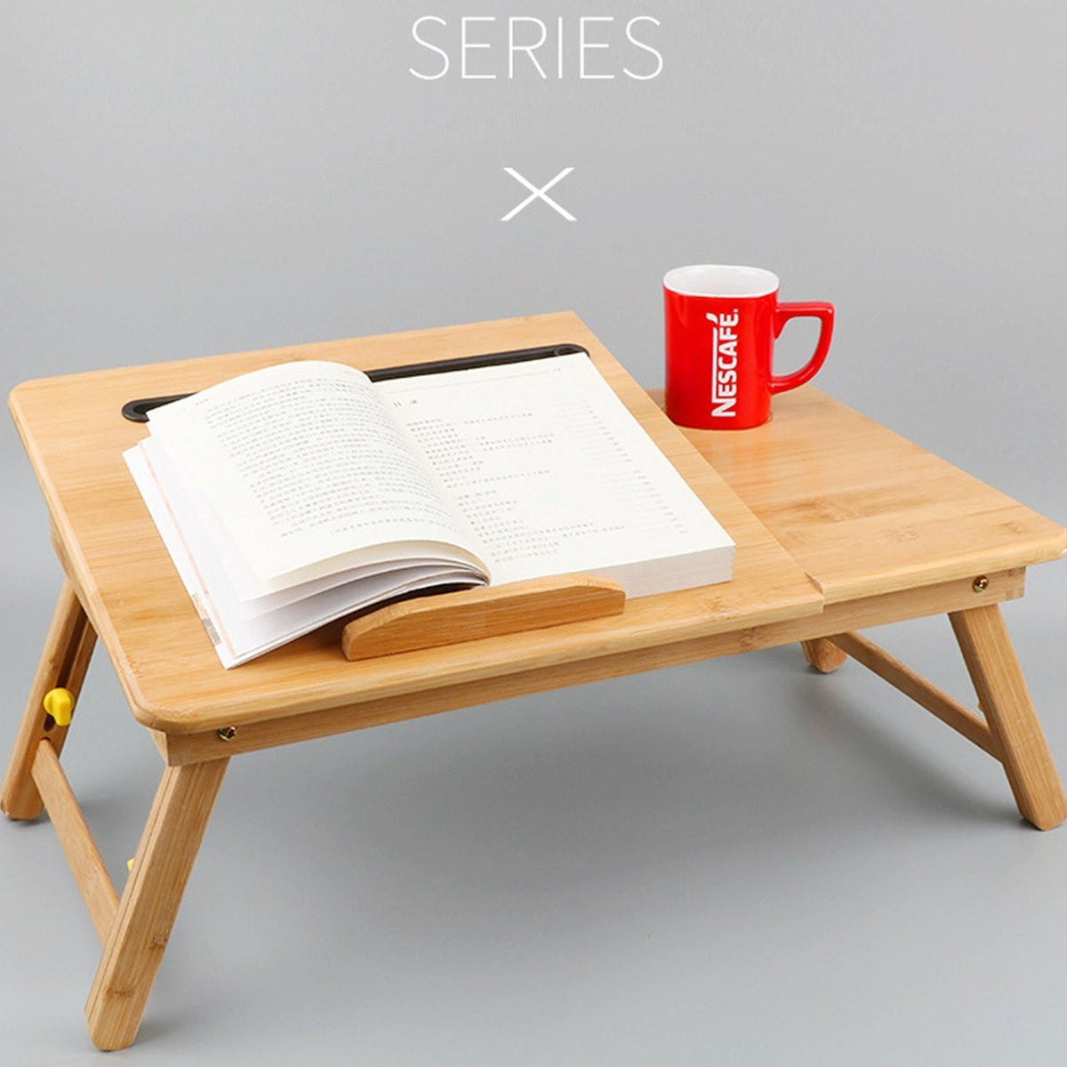NNEIDS Foldable Laptop Desk For Bed - Lazy Computer Table With Card Slot