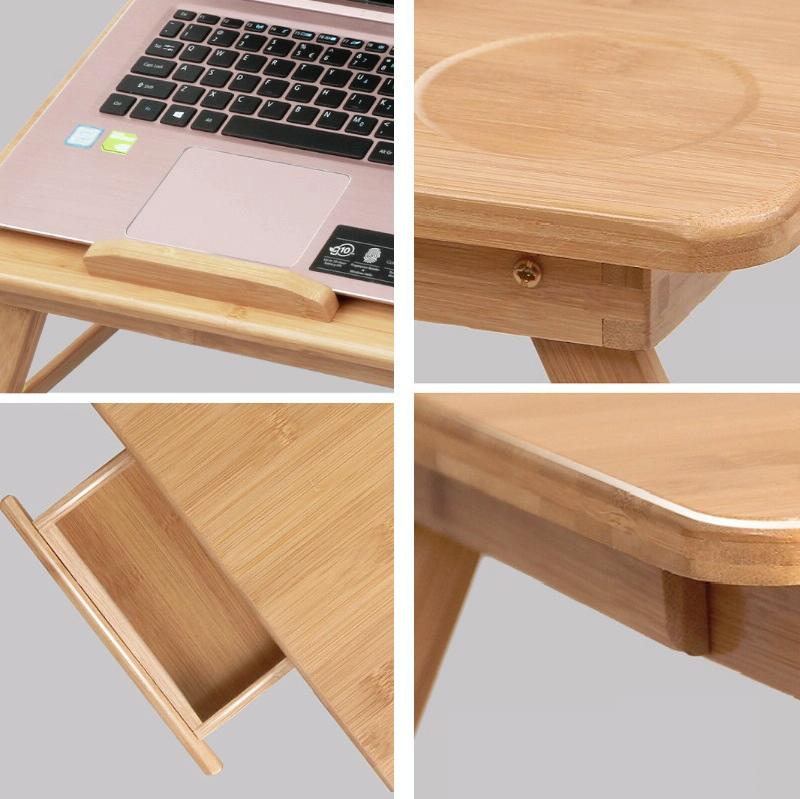 NNEIDS Foldable Laptop Desk For Bed - Lazy Computer Table With Card Slot