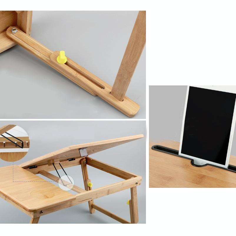 NNEIDS Foldable Laptop Desk For Bed - Lazy Computer Table With Card Slot