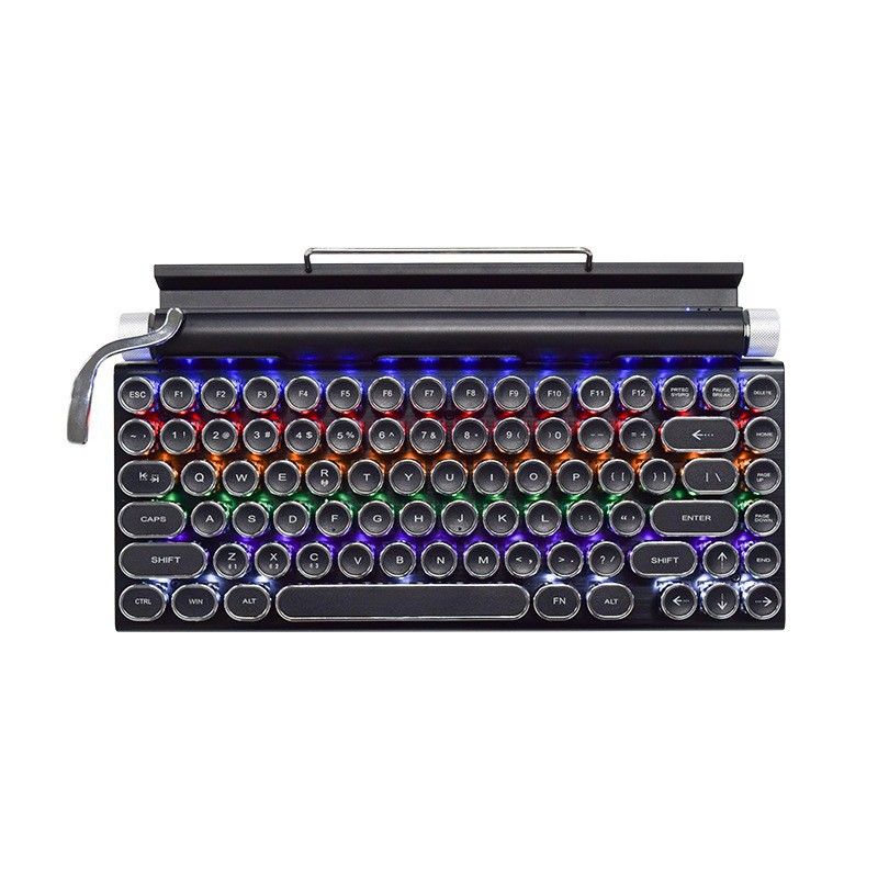 83-Key Typewriter-Style Mechanical Keyboard ‚Äì Hot-Swappable Blue Switches, Dual Bluetooth, RGB, Black