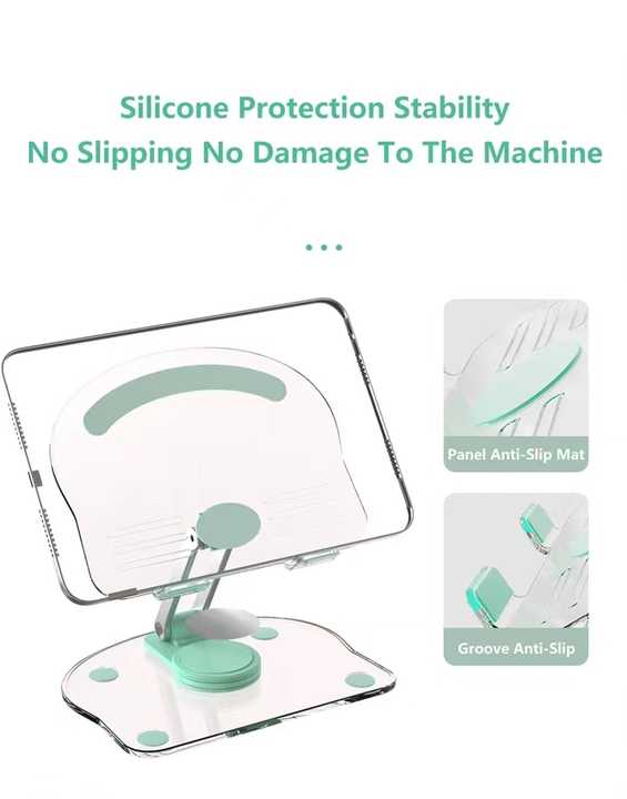 NNEDSZ Black Acrylic Foldable Tablet and Phone Stand - 360° Rotation, Anti-Slip Design, Lightweight and Compact
