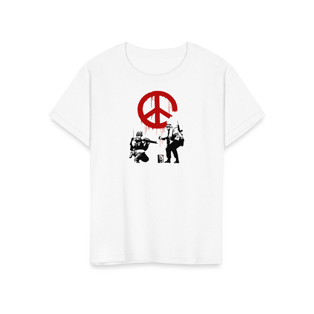 Banksy Soldiers painting Peace Symbol 2006 artwork t-shirt