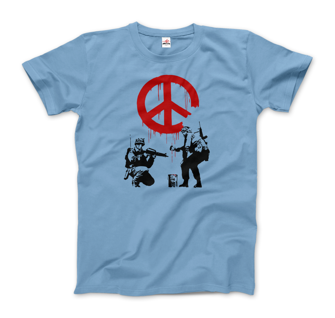 Banksy Soldiers painting Peace Symbol 2006 artwork t-shirt