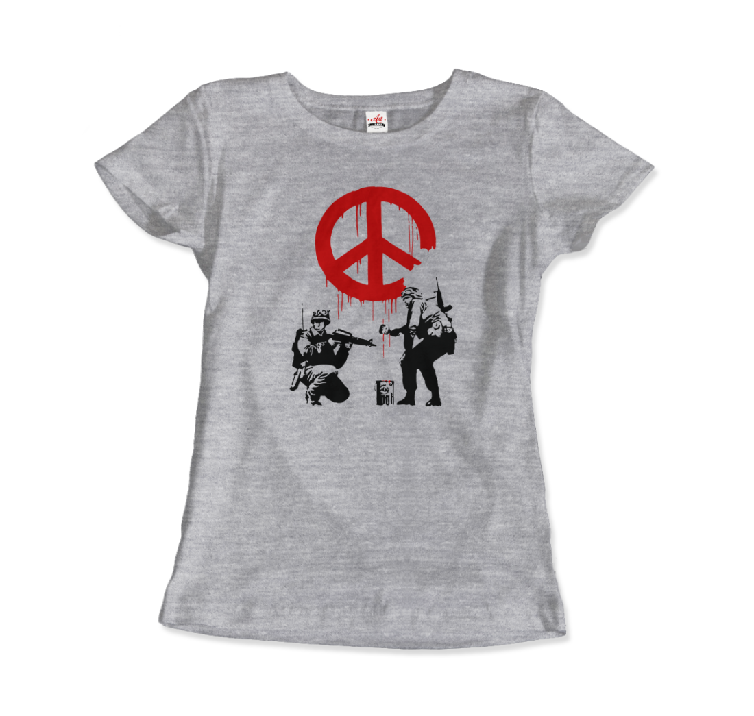 Banksy Soldiers painting Peace Symbol 2006 artwork t-shirt