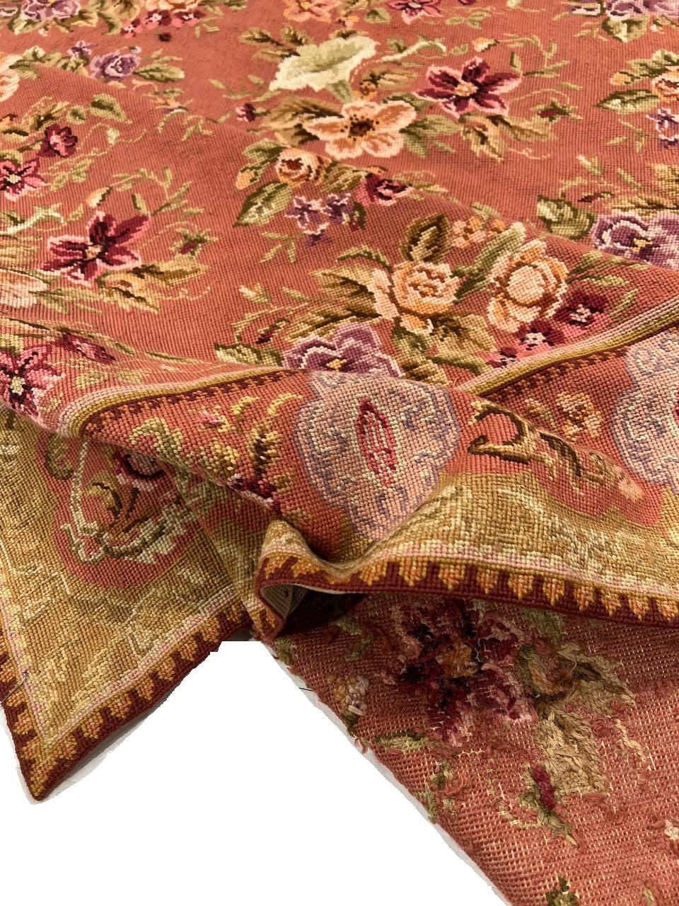 Canvello 1980s Vintage Needlepoint Flat Weave Rug - 6'7'' X 9'4''
