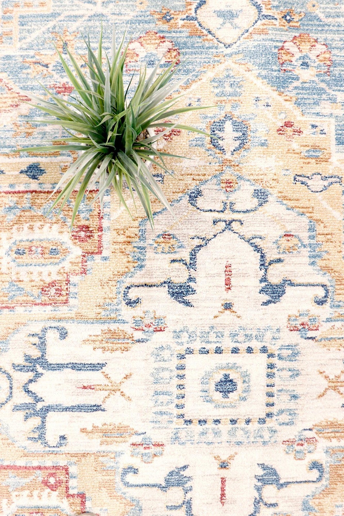 Canvello Modern Power Loom Light Blue & Ivory Area Rug - 6' X 6'