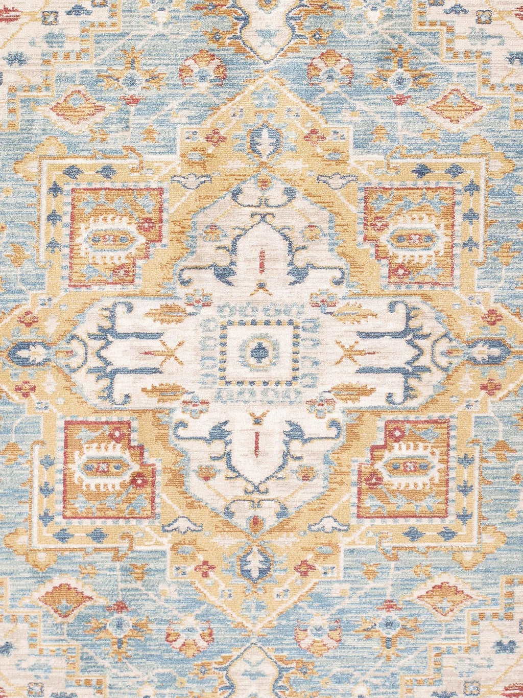 Canvello Modern Power Loom Light Blue & Ivory Area Rug - 6' X 6'