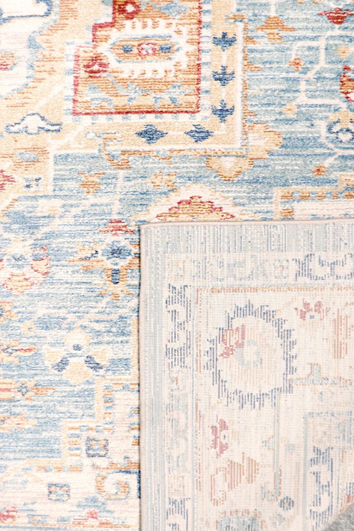 Canvello Modern Power Loom Light Blue & Ivory Area Rug - 6' X 6'